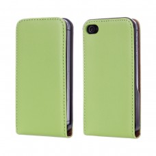 iPhone 4 4s - Genuine Leather Up Down Flip Protective Phone Cover Case - Green